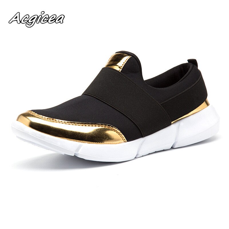 Dam loafers lätta kvinnor skor mesh andas sneakers kvinnor fritidsskor grå mjuka kvinnliga skor 35-42: Svart / 36