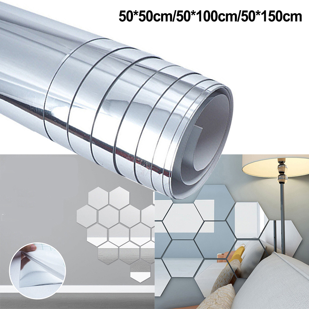Pegatina de pared PET de 0,1 MM de espesor, película adhesiva para decoración de baño, espejo de pared artesanal, pegatina de pared suave, pegatinas de espejo