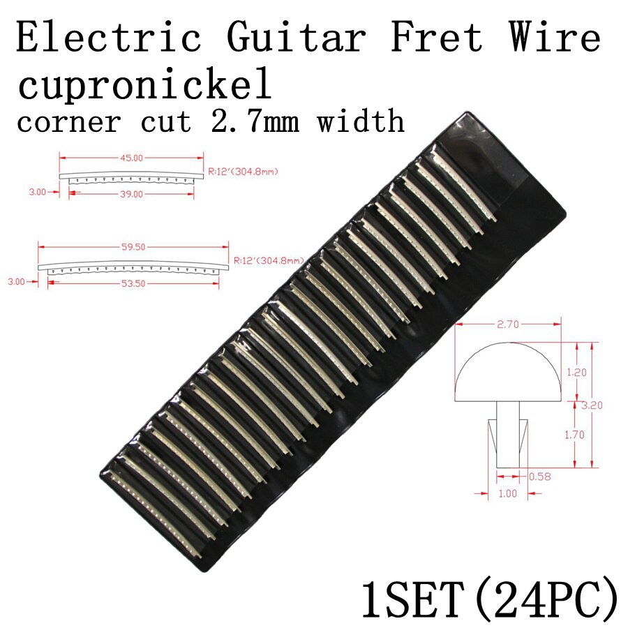 Diapasón de acero inoxidable para guitarra eléctrica, trastes de diapasón, cuproníquel, 2,4 MM, 2,7mm, 2,9 MM, accesorios de Material de reparación, 24 Uds.