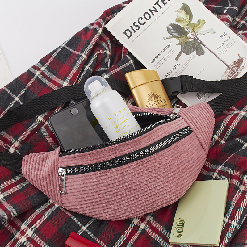 DIZHIGE velours côtelé Fanny Pack femmes taille sac ceinture argent voyage Sport Bum sac sacs pour femmes poitrine sac