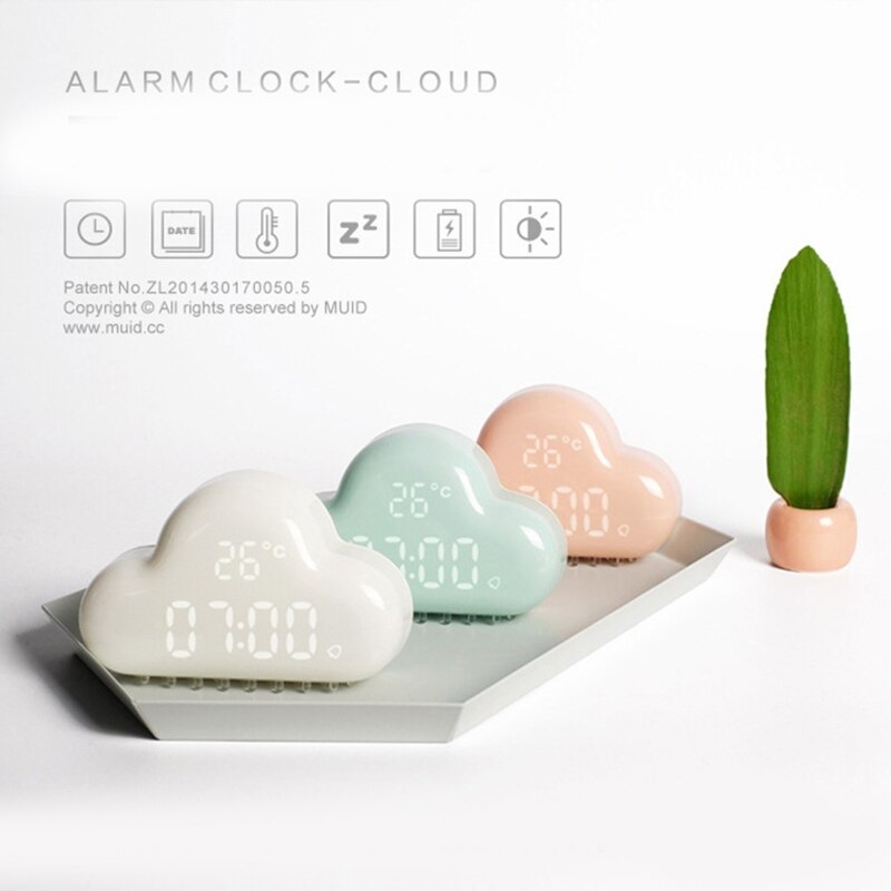 Réveil magnétique en forme de nuage, horloge multifonctionnelle avec aimant puissant, affiche l&#39;heure à LED