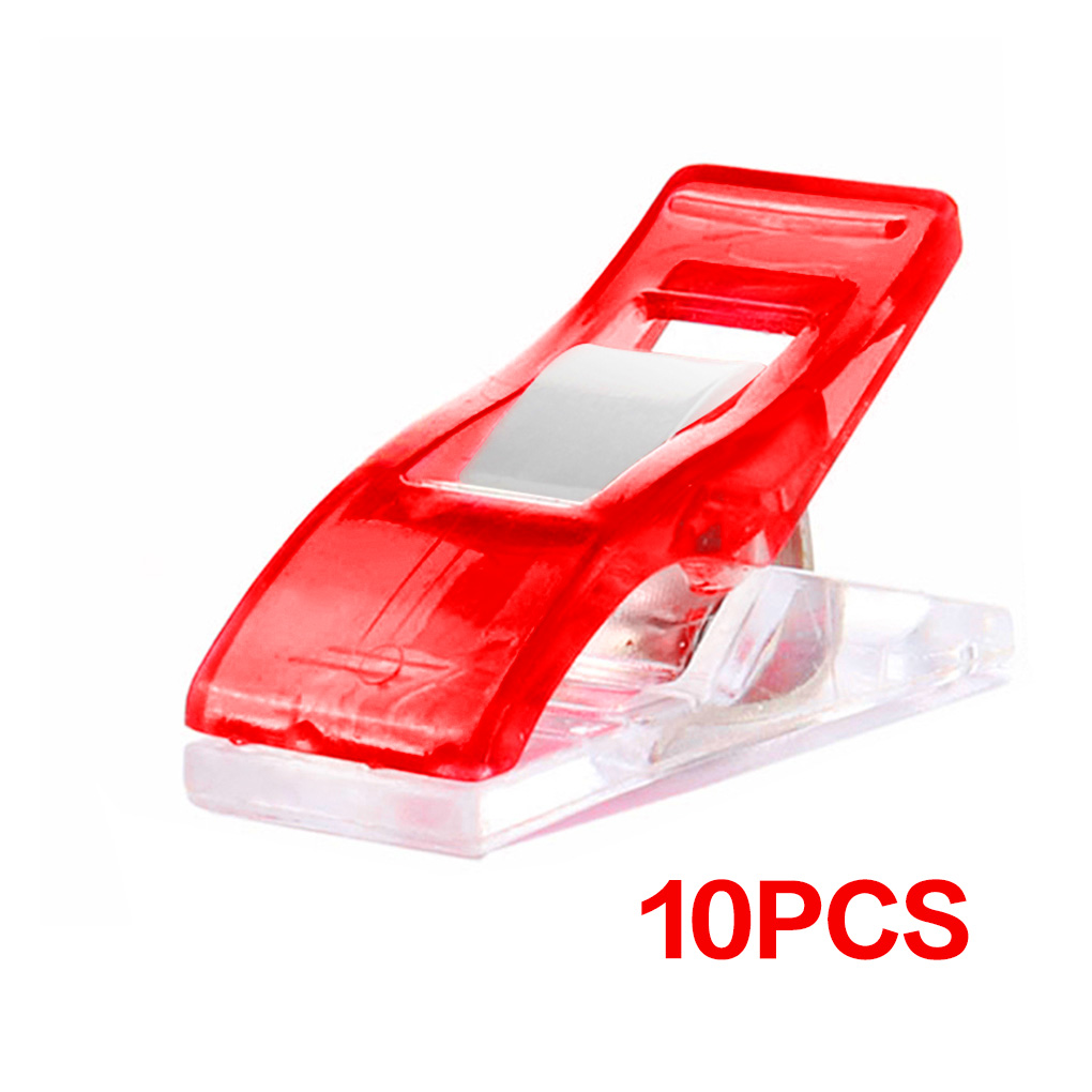 Pinzas de acolchado de plástico para costura, pinzas de costura para encuadernación de retales, herramientas de costura para manualidades: 10pcs Red