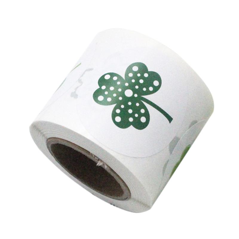 200/500pcs in 1 Roll Shamrock Self-Adhesive Sealing Stickers Label Decals St Patricks Day Home DIY Decorative Supplies