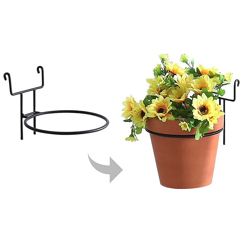 Soporte de maceta de flores colgante de alambre de Metal negro, adecuado para pared de celosía de alambre, juego de 6