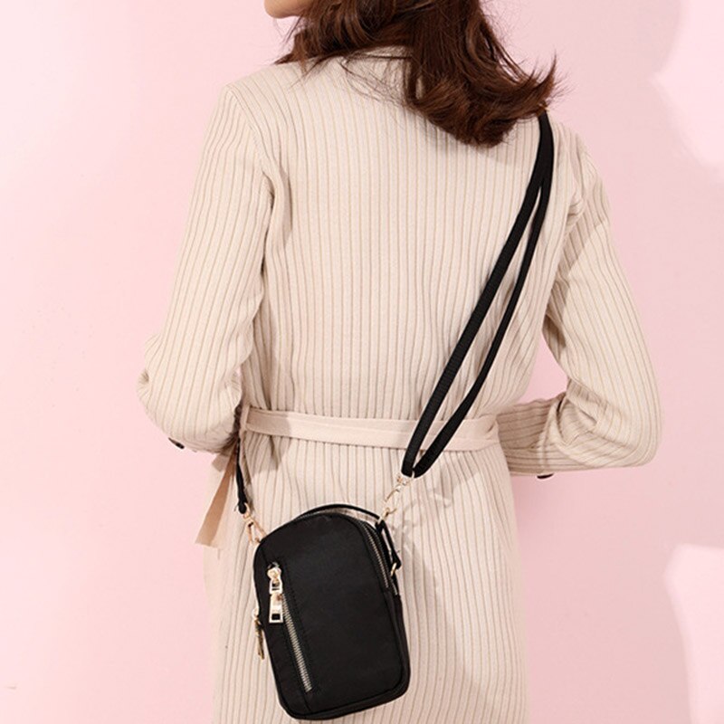 Lille crossbody taske mobiltelefon pung multi-lommer nylon pung til kvinder -opk