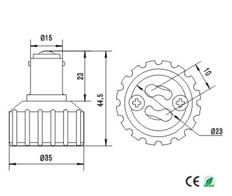 Ba15d til  gu10 lysuttak adapter  ba15d til  gu10 lampeholder omformer, ce rohs, installatør  gu10 søkelyset i  ba15d kontakten