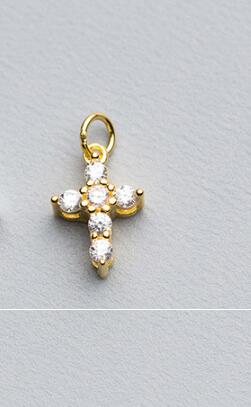 925 Sterling Silver Cross Charm Pendant With AAA Zircon Women Men Decoration Bracelets Earrings DIY Jewelry Making Accessories: gold 1pcs