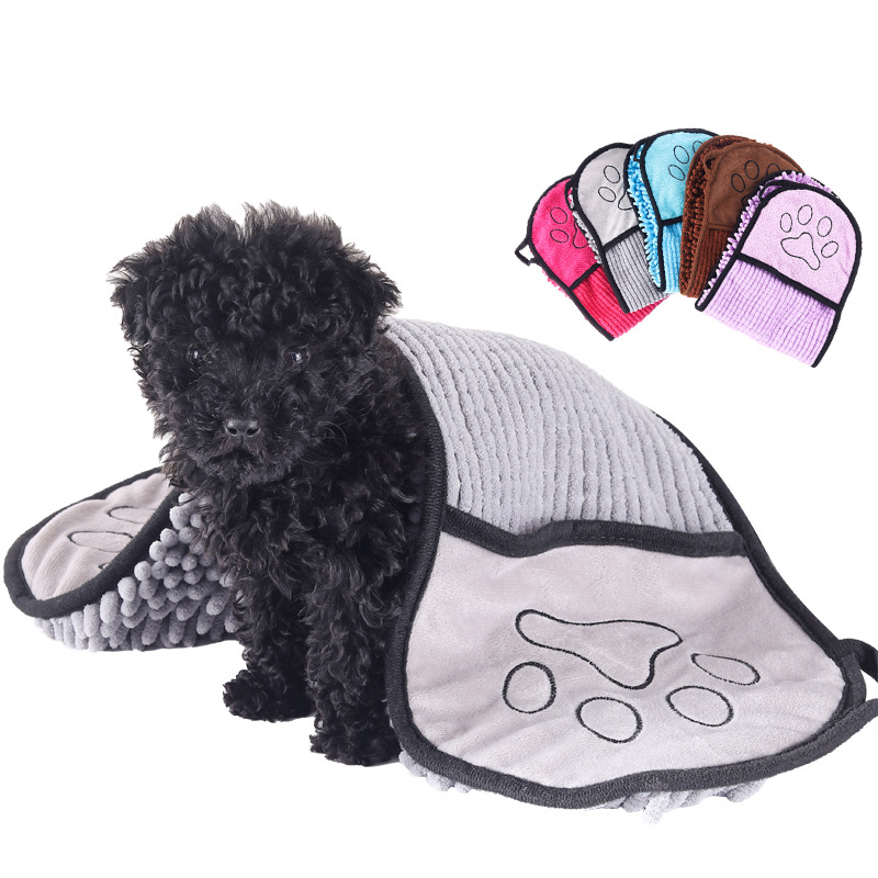 Soft Dog Bath Robe Towel Quick Super Absorbent Pet Bath Towel Cat Bath Towel Convenient Pet Cleaning Washcloth Pet Accessories