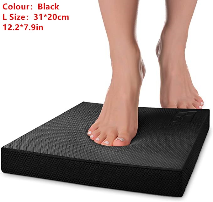 Sanft Gleichgewicht Pad TPE Yoga matt Schaum ÜSpund Pad Dicken Gleichgewicht Kissen Fitness Yoga Pilates Gleichgewicht Gremium für Physikalische Therapie: L Schwarz