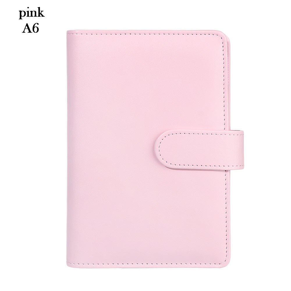 1Pc Vintage Refillable Notebook File Folder Notepad Cover PU Leather Ring Binder Artificial Loose Leaf Binder Office Supplies: A6 pink