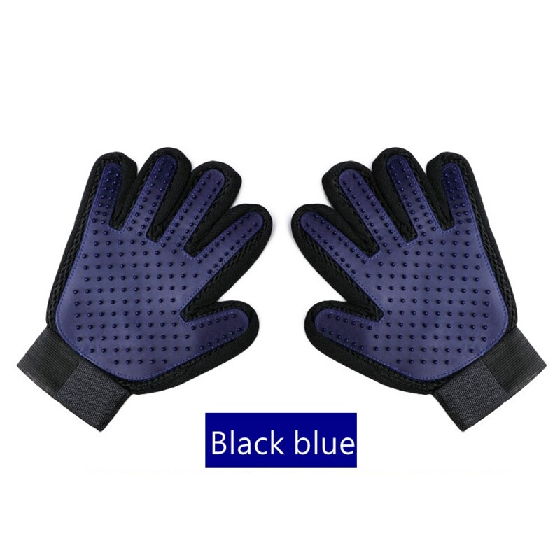 Guanto per animali domestici guanto per toelettatura per gatti spazzola per despargimento pulizia efficace dei capelli guanti per massaggi per animali domestici spazzola per la rimozione dei capelli pulita per il bagno: nero blu 1pezzi / sinistra mano