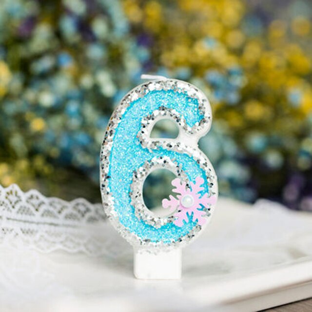 Blue Snowflake Number Happy Birthday Cake Toppers Cakes Decoration Tools Birthday Party Digital Cakes Dessert Cupcake Decor: 6