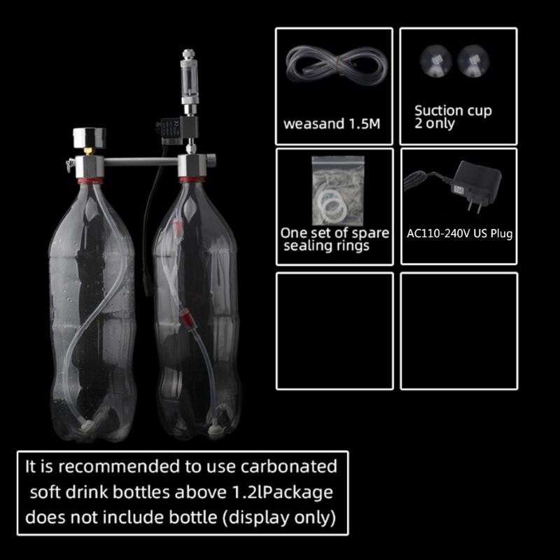 Aquarium DIY CO2 System Generator Kit Bubble Counter Plants Diffuser with Solenoid Valve Fish Tank Regulator Accessory: US-D