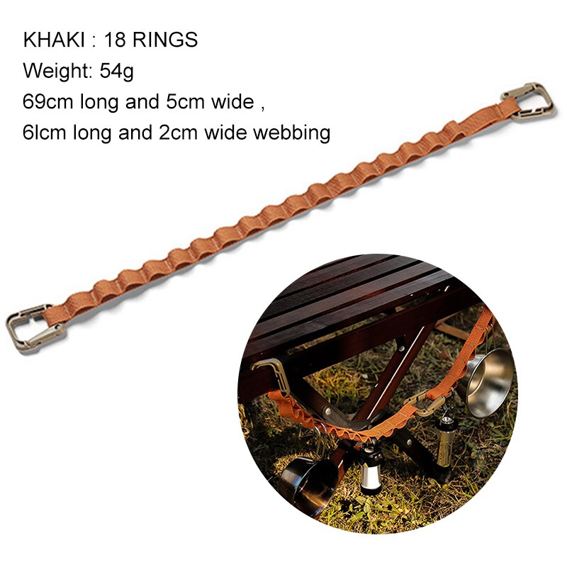 2/5m Outdoor Lanyard Adjustable Tent Rope Multifunction Garden Storage Strap Clothesline Supplies Tent Pegs Canopy Hanging Cord: Khaki 18 Ring