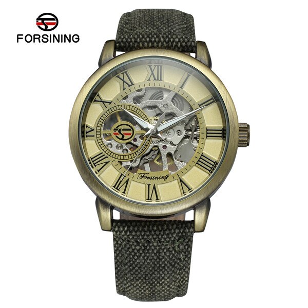 Forsining Mannen Horloge Skeleton Mechanische Hand Wind Canvas Strap Stijlvolle Romeinse Cijfers Vogue Horloge Heren Horloges: Type 1