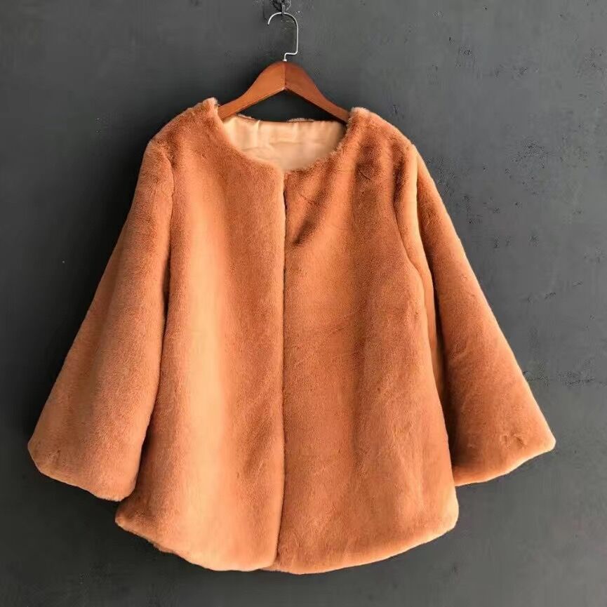 Abrigo de piel sintética para mujer, chaqueta de abrigo de pelo suave para mujer, abrigo de felpa informal, prendas de vestir de felpa F109, Otoño e Invierno: Naranja
