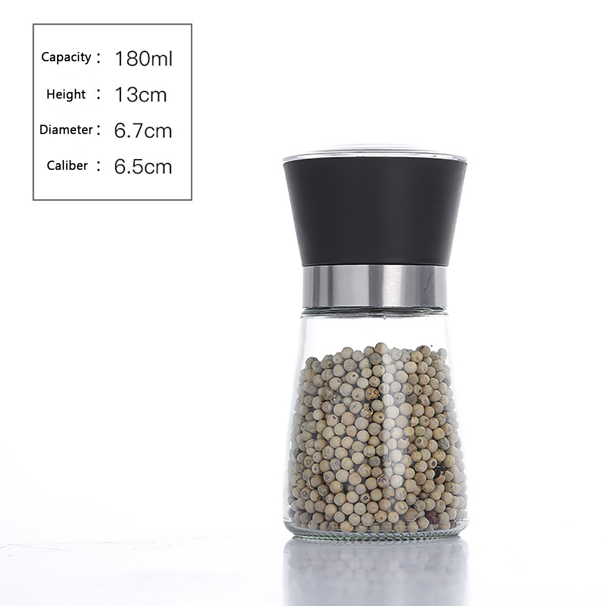 Botella de molienda Manual para condimentos de cocina, juego de sal y pimienta, molinillo de pimienta, molinillo mezclador de especias, molinillo grueso y fino: Gris claro
