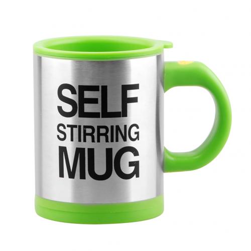 Taza de café de acero inoxidable de 400ml, taza mezcladora automática para café, leche, taza mezcladora, tazas de café aisladas inteligentes: green