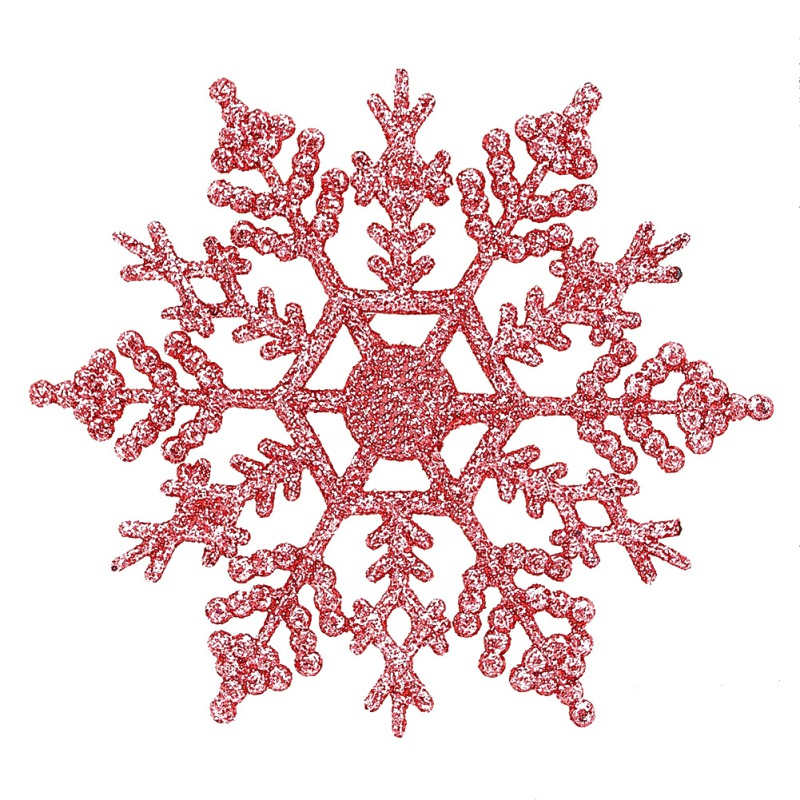 12 pièces/ensemble paillettes scintillantes flocon de neige ornements de noël guirlande de cintre d'arbre de noël faisant des décorations de noël: Light Red