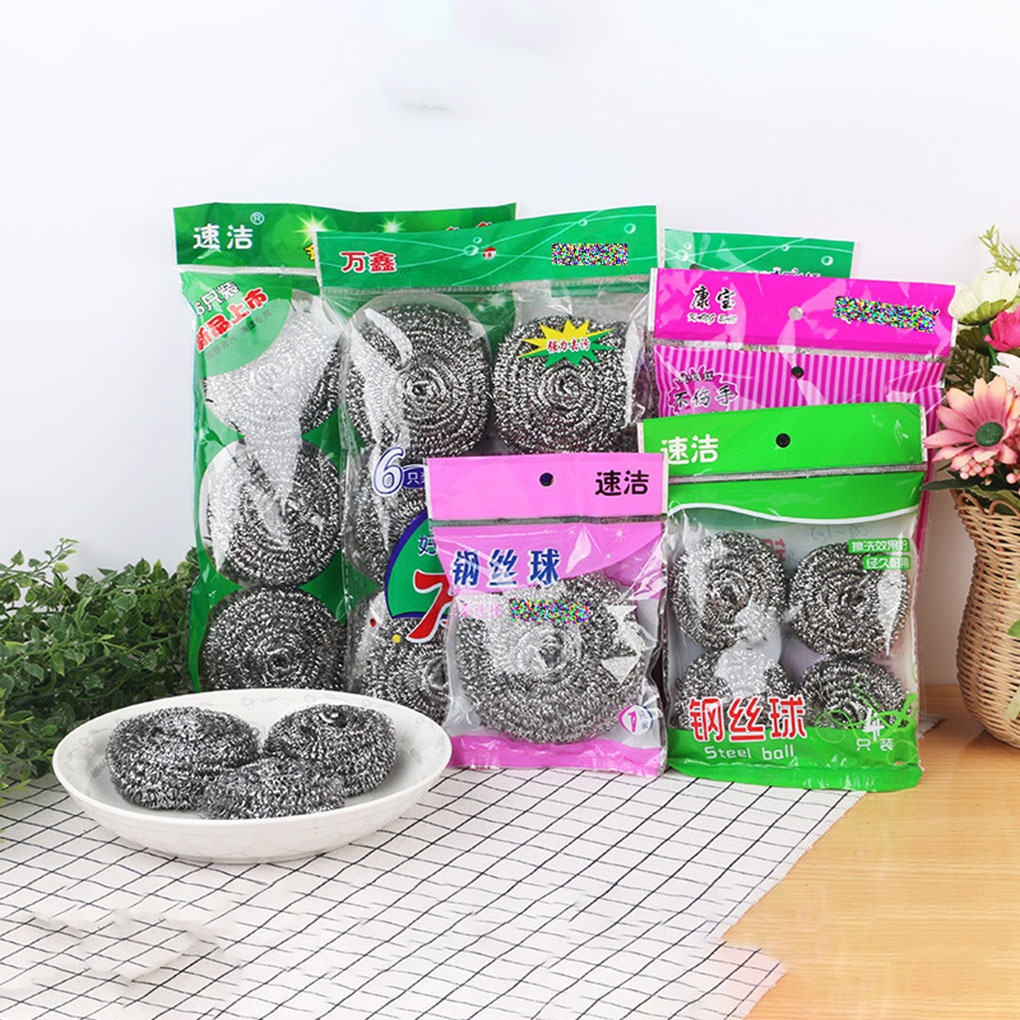 12 PCS Stainless Steel Mesh Wire Scourer Large Size Ball Brushes Pan Pot Dish Cleaner Scrubber Kitchen
