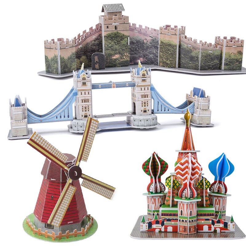 3D three-dimensional puzzle word famous building architecture puzzle educational diy toy for kids adult