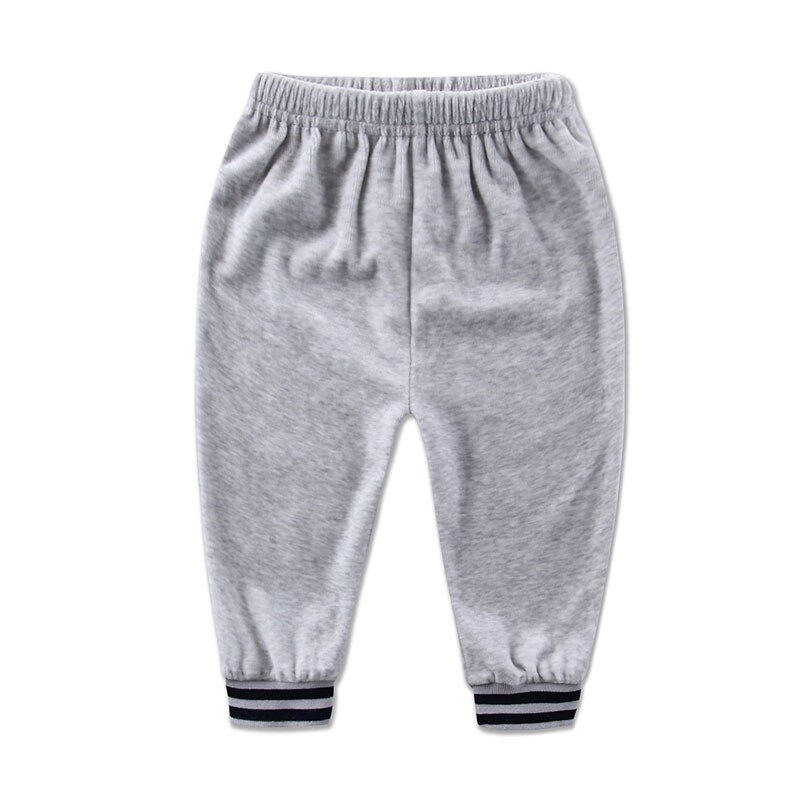 Baby velour långbyxor flickor elastisk midja pojkar byxor barnkläder lite q klädstil för höst och vinter: Silver- / 12m