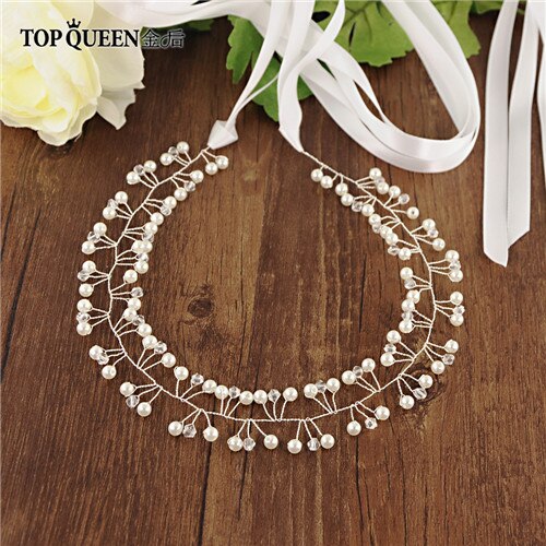 Topqueen SH47-S Bridal Riemen Handgemaakte Door Parels Wedding Sash Riem Voor De Bruid Bruiloft Accessoires Dunne Riemen Voor Night Jurk: White ribbon