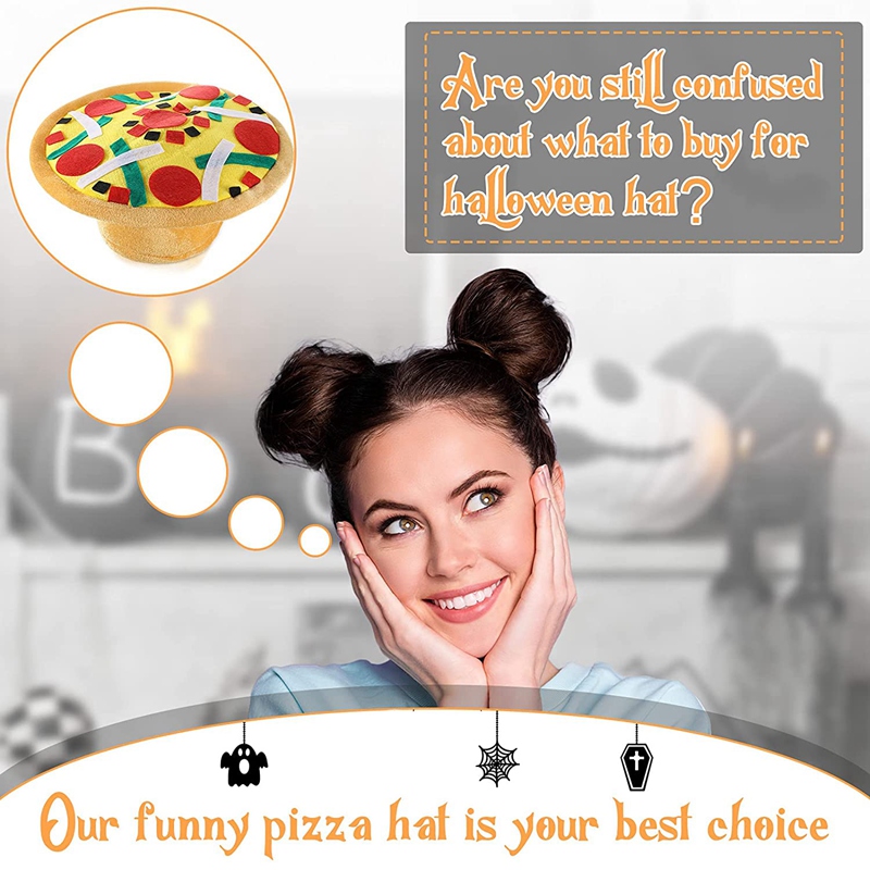 Zabawny kapelusz robić pizzy, zabawny kostium na Halloween, przyjęcie z pizzą dostarcza ozdoby, szalony głupi kapelusz