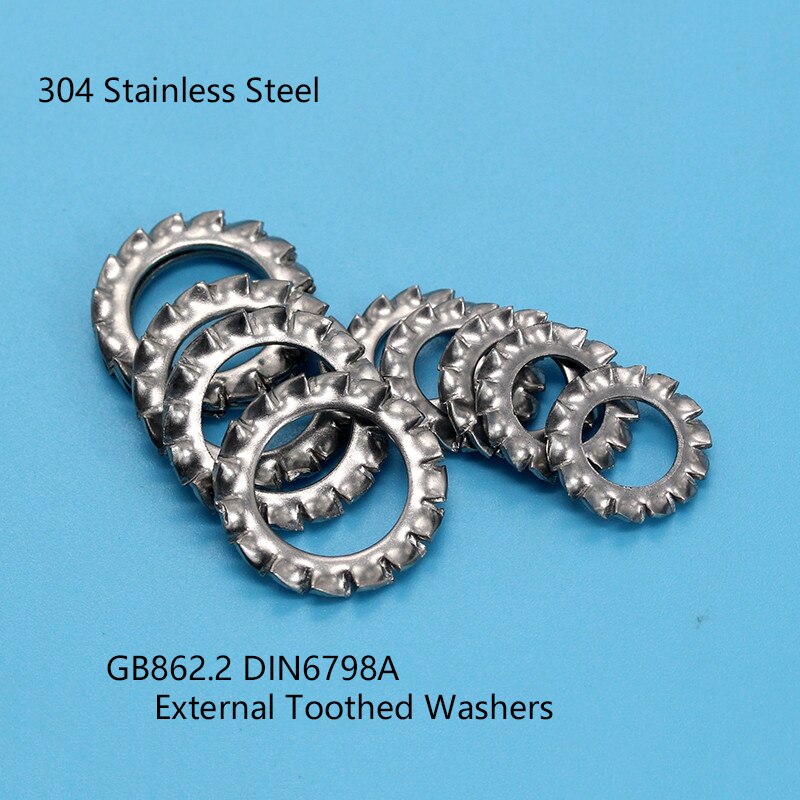 DIN6798A M3 M4 M5 M6 M8 M10 ~M30 Washers External Toothed Gasket Washer Serrated Lock Washer 304 Stainless Steel