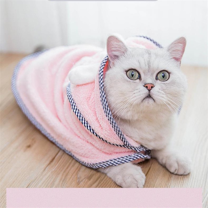 Pet Bath Towel Soft Cute Drying Bath Pet Towel for Dog Cat Puppy Super Absorbent Bathrobes Cleaning Necessary Supply Fiber