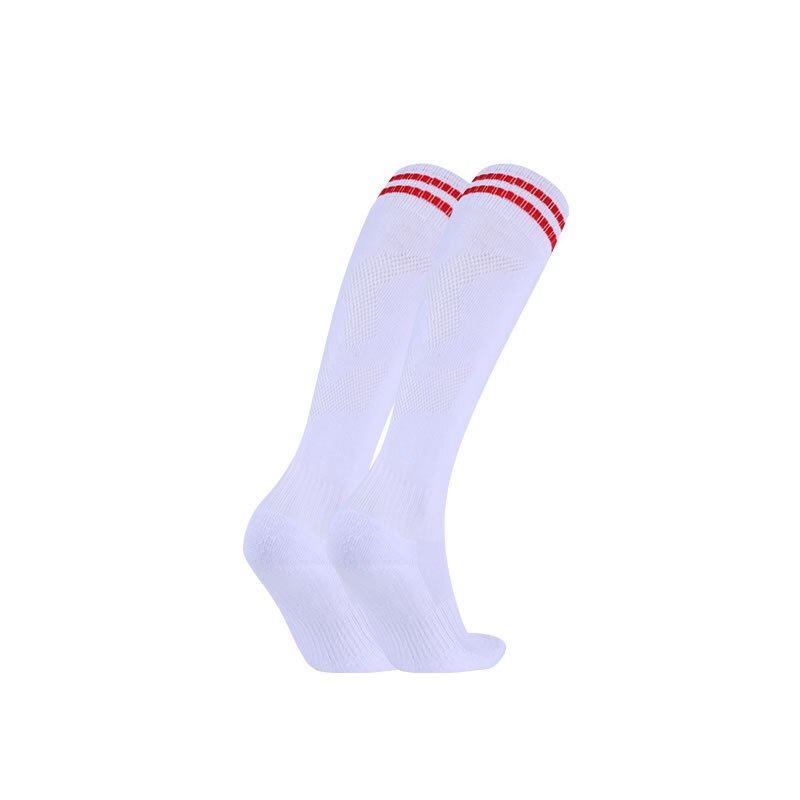 JIANFEI Professionelle Kinder Sport Fußball Socken Anti Slip Fußball Laufen Lange Strumpf Über Knie Gummi Socken: white Red