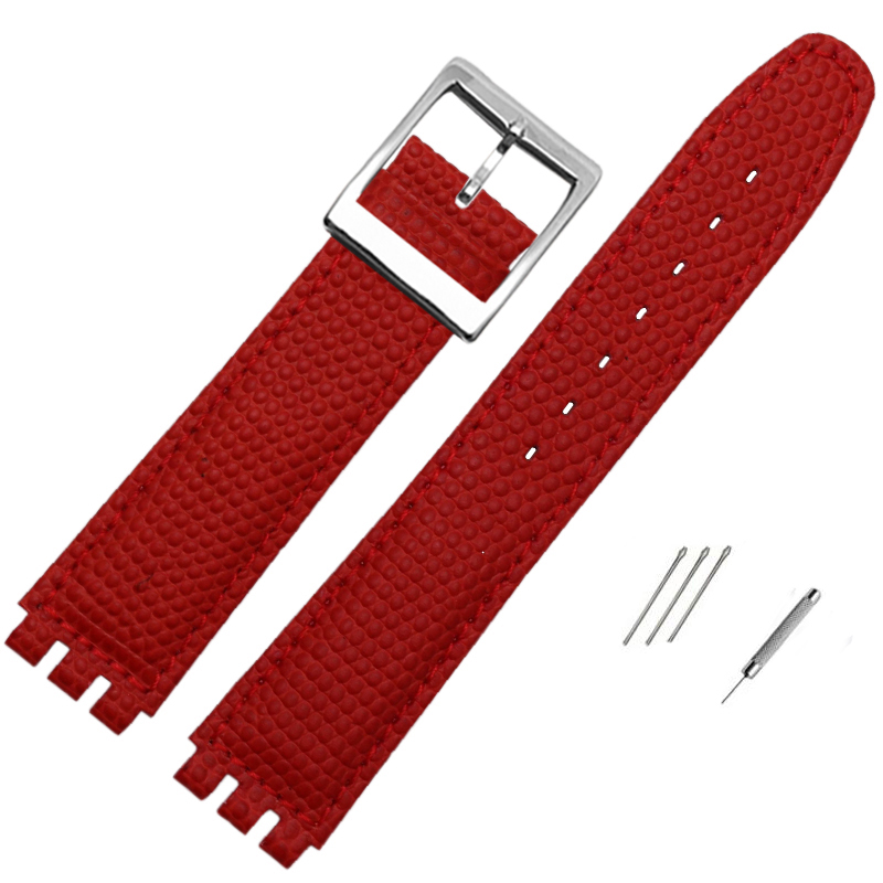 17Mm Hagedis Patroon Horloge Band Lederen Band Vervangende Polsband Voor Swatch Ycs Yas Ygs Zwart Bruin Wit Armband: Zwart Groen