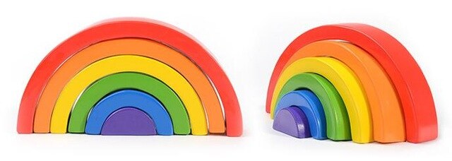 Baby Toys Large 12Pcs Rainbow Stacker Wooden Toys For Kids Rainbow Building Blocks Montessori Educational Toy Children: 6-B