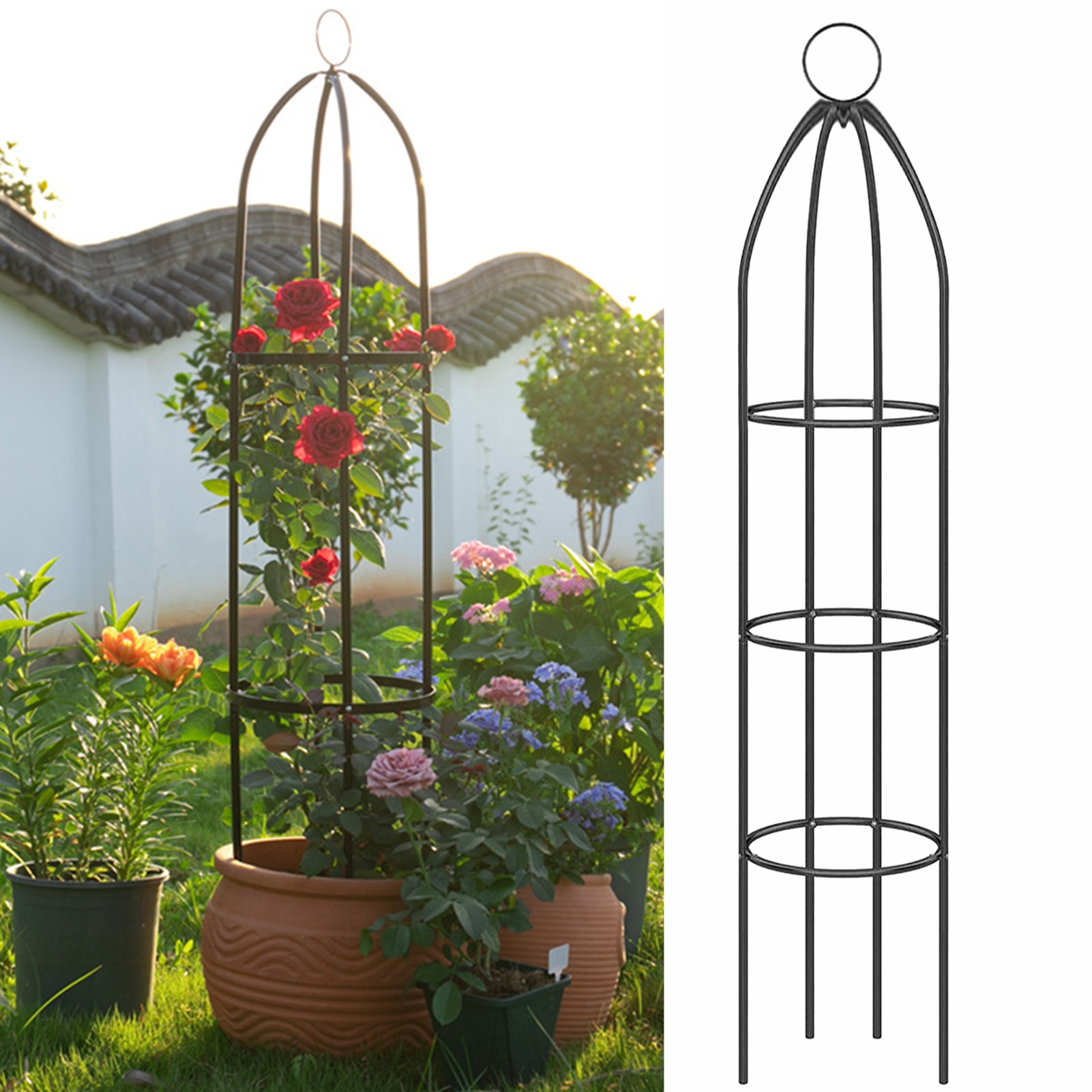 Estante de hierro desmontable para plantas trepadoras, marco de soporte para cultivo de flores y verduras, enrejado para jardín al aire libre, decoración de jardín