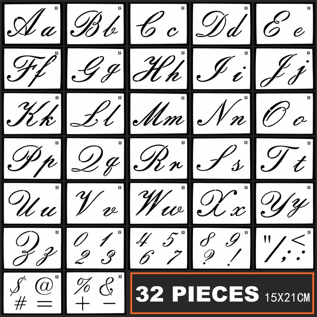 32 Stks/set Alfabetten Letters Cijfers Symbool Combinatie Diy Plakboek Card Making Stencil Hand Geschilderd Template