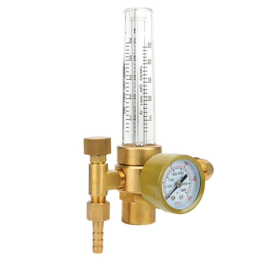 Regulador de Gas TS E0131 0 a 25L/Min, regulador de CO2 de latón, regulador de flujo de Gas con conector para soldadura, medición de presión de Gas