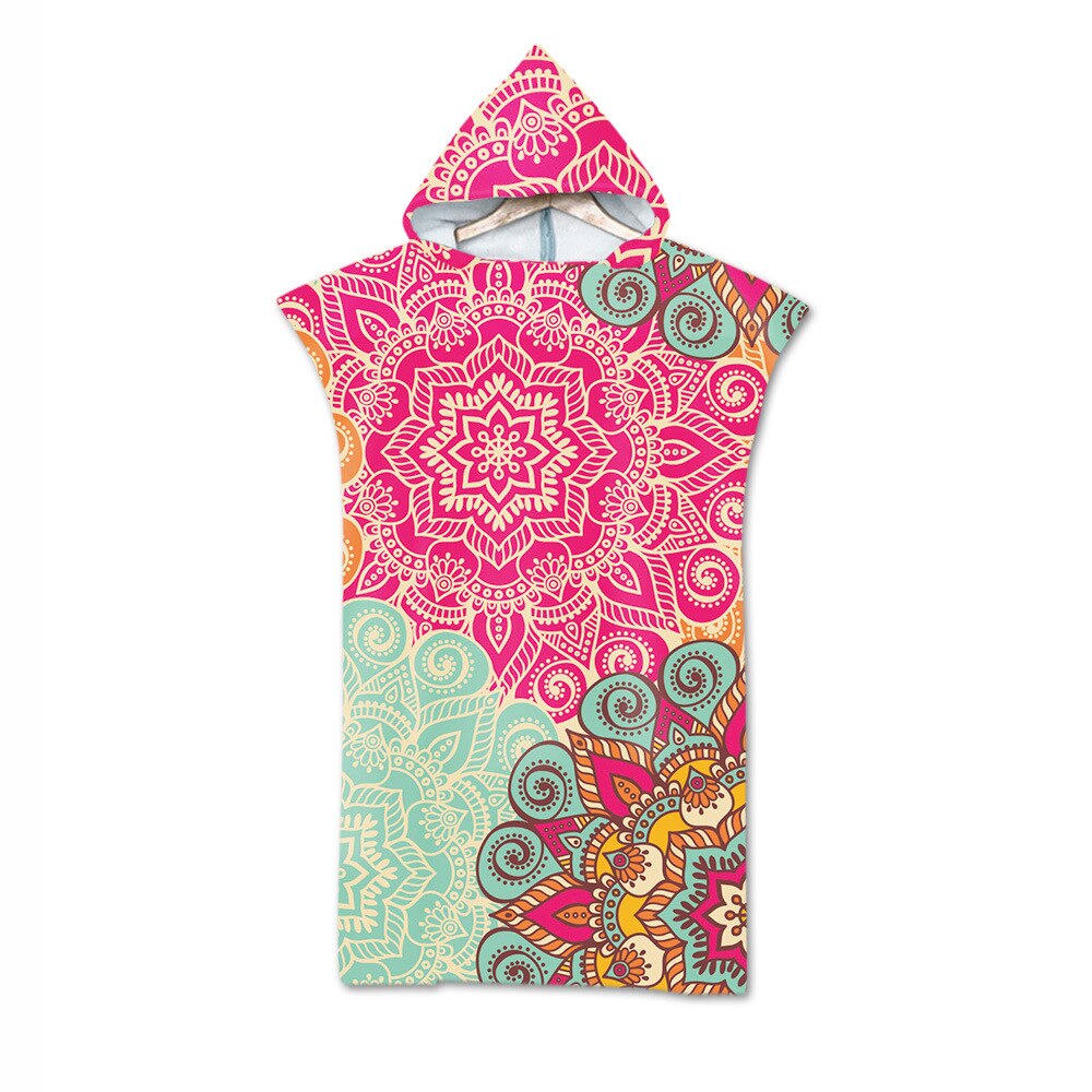 Mandala Patroon Kleurrijke Macaron Strandlaken Kid Adult Hooded Zachte Badhanddoek Zwemmen Mantel: 3