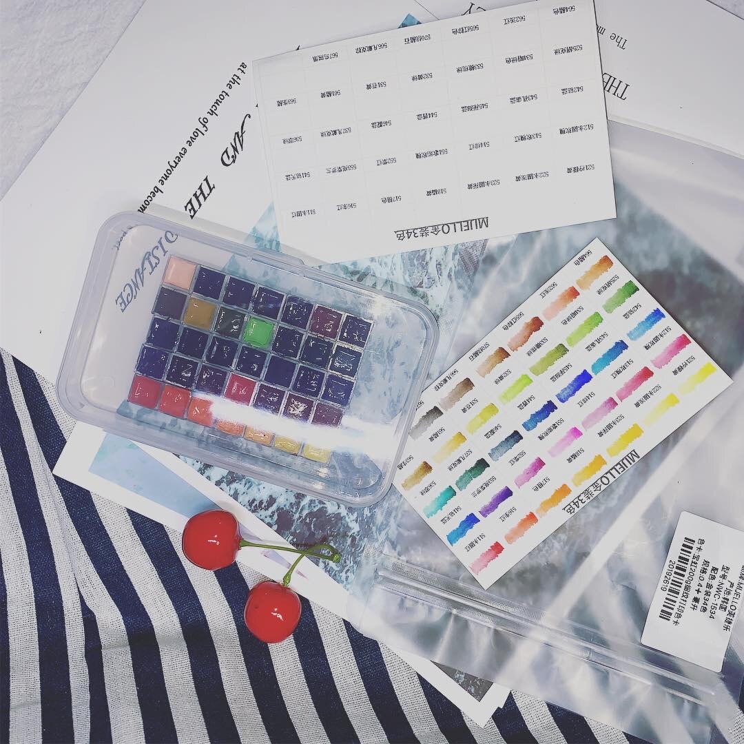 34 colors watercolor paint glitter paint gold paint