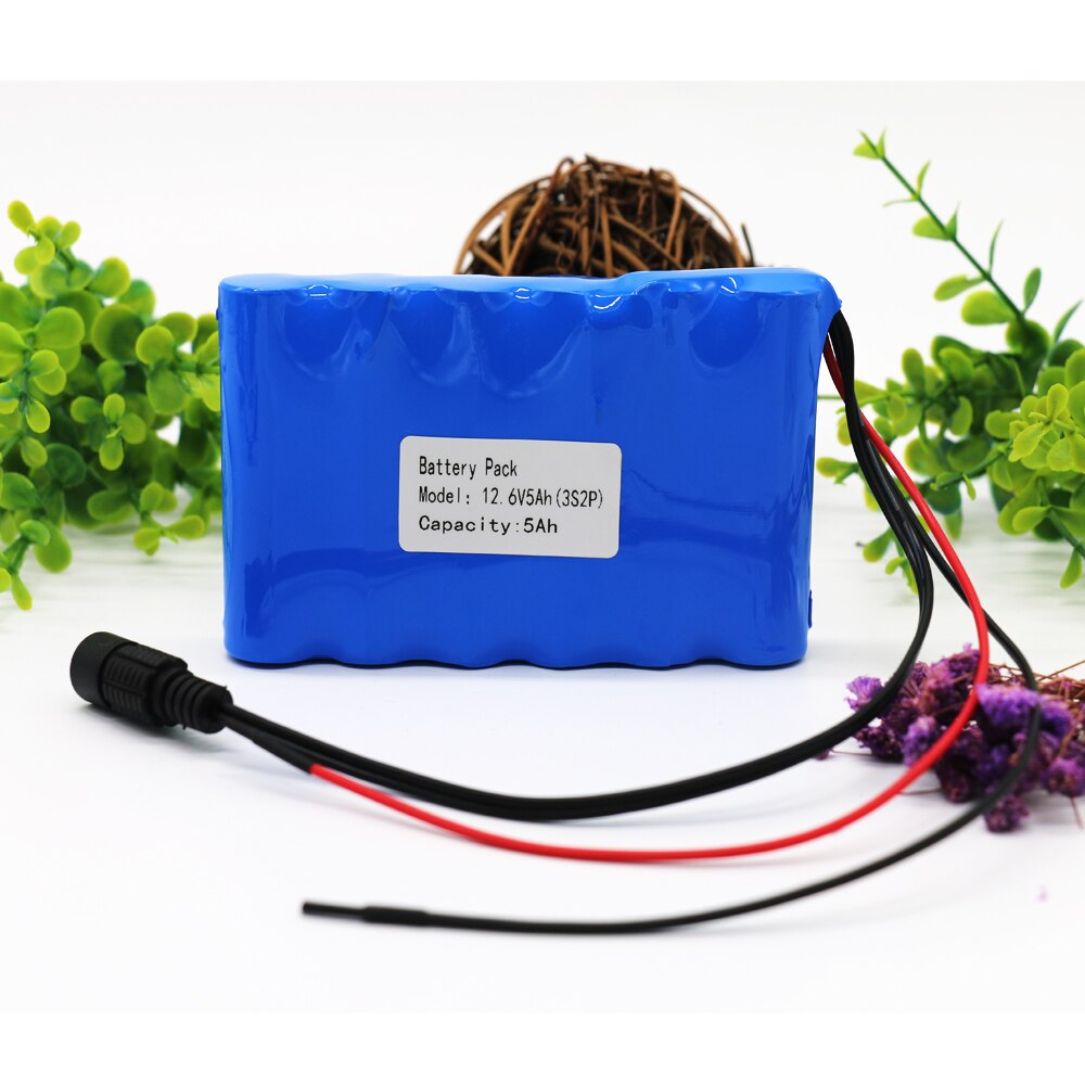 12V Battery 5Ah 3S2P 11.1V 12.6V 5000mAh Lithium Battery Pack with 5A BMS for LED Lamp Light Backup Power Etc KLUOSI