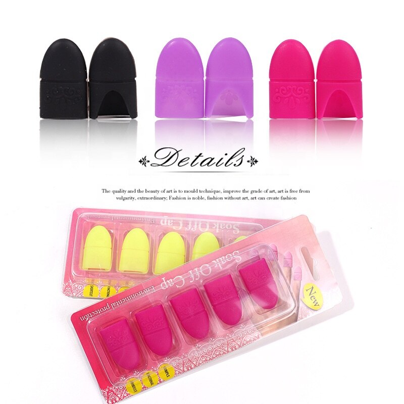 5 teile/satz UV Gel Nagellack Entferner Kette Nagel Tipps Silikon Tränken aus Deckel Clip wiederverwendbar Manikübetreffend Reinigung Mangel Zubehör werkzeuge