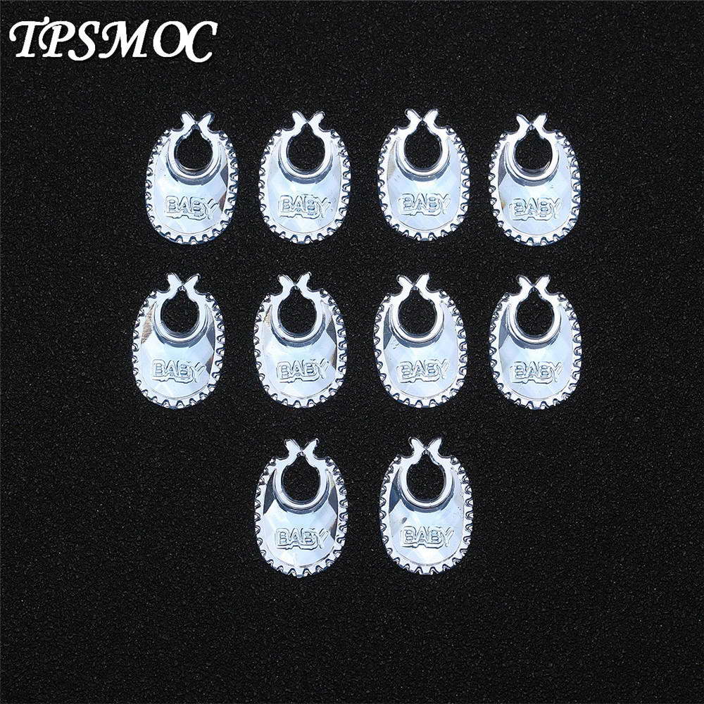 Babero de osito de peluche de estilo Pram, aplicación de diamantes de imitación acrílicos, decoración de , recuerdo de Baby Shower, dispersión de mesa, 100 Uds.: Baby Bib 100pcs