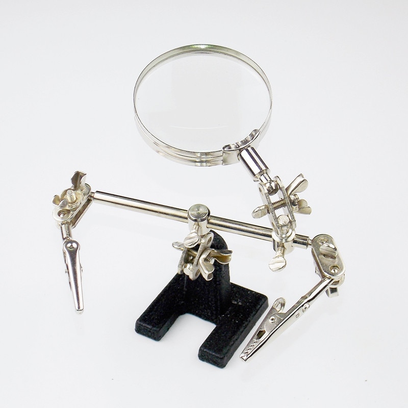 Welding Magnifying Glass 5X lens Auxiliary Clip Desktop Magnifier Third Hand Soldering Repair Tool 360 Degree Rotating