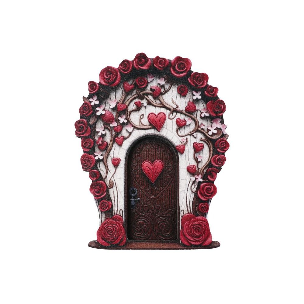 Nuove figurina di porta di gnomo di fata in legno artigianato fatto a mano elfo porta arte statua micro paesaggio Fata giardini porte decorazione del giardino: Grigio scuro