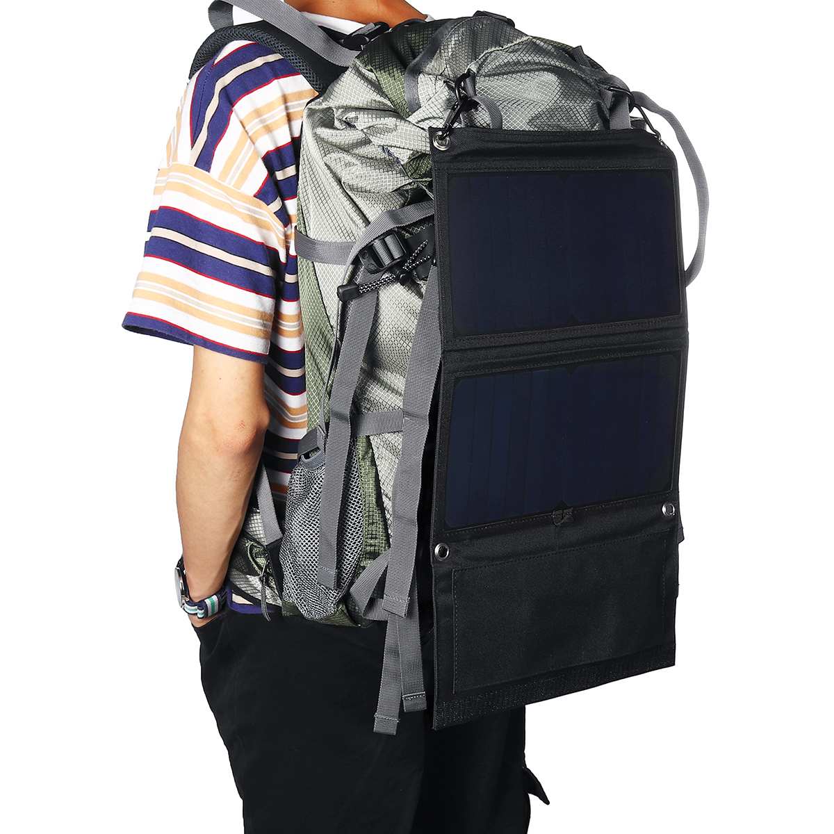 Sunpower 30W 5V Foldable Solar Panel Charger Solar Power Bank Dual USB Camouflage Backpack Camping Hiking for phone