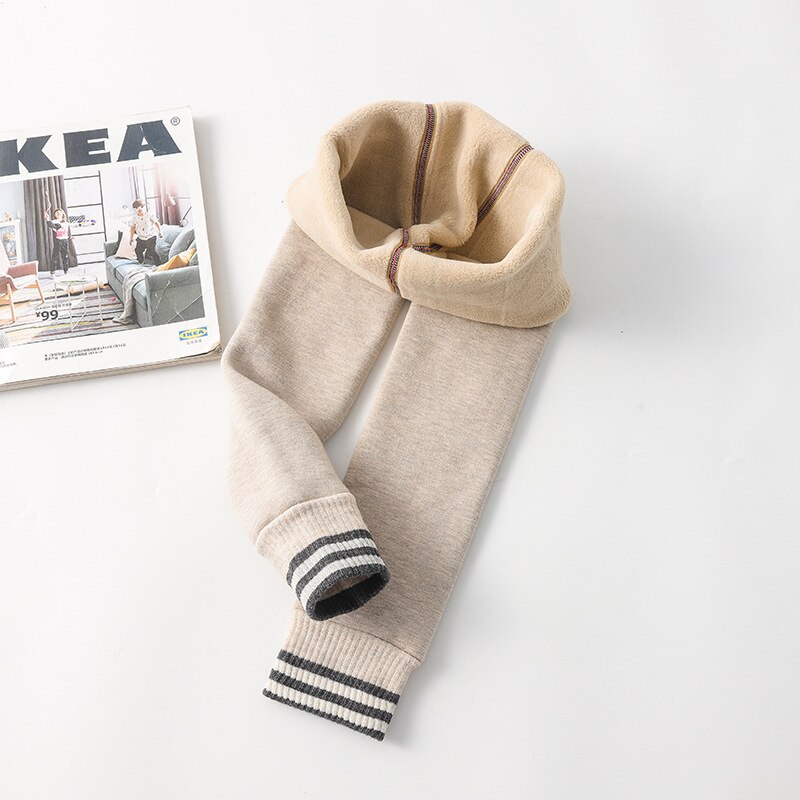 Ins winter baby leggings 2-10 jaar babykleding kinderen warme dikke leggings: Beige / Ik (6-8y)