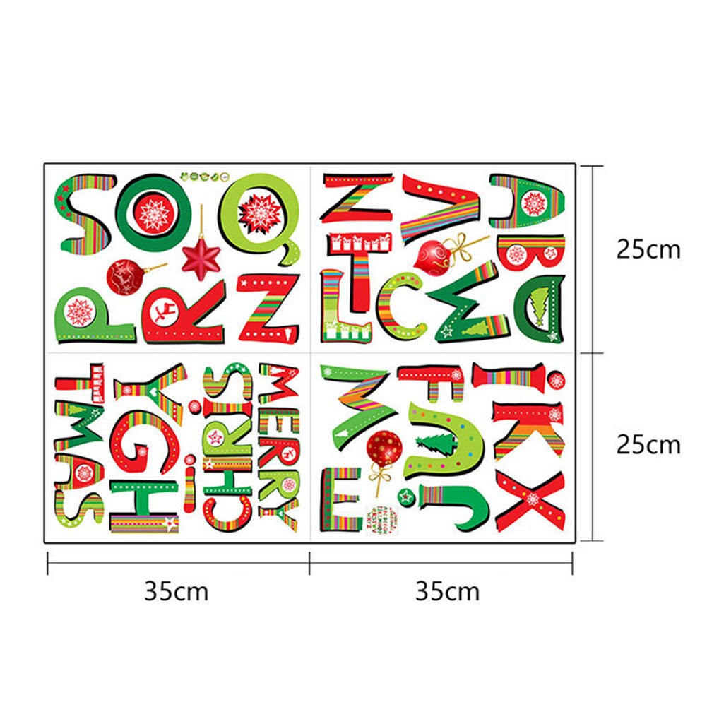 Christmas Wall Stickers Santa Claus Merry Christmas 26 Alphabet Little Mouse PVC Removable Window Decals Home Decor: B