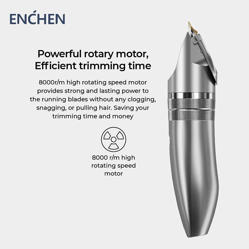 Enchen Hunter Electric Cordless Hair Clipper Beard Trimmer R-Shaped Acute Angle 8000r/m High Rotating Speed Motor 55dB Low Noise