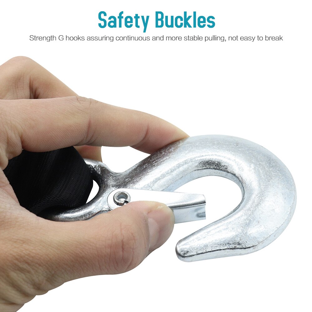 4 Tons 4 Meter Towing Winch Universal Flsorescence Car Tow Cable Towing Strap Rope with Hooks