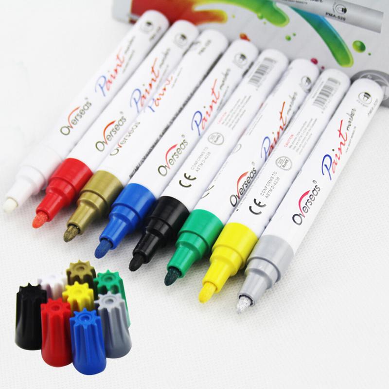 Respetuoso con el medio ambiente 8 colores neumático de coche rodadura Graffiti pintura pluma DIY accesorios rotulador pintura marcador Macador Caneta papelería