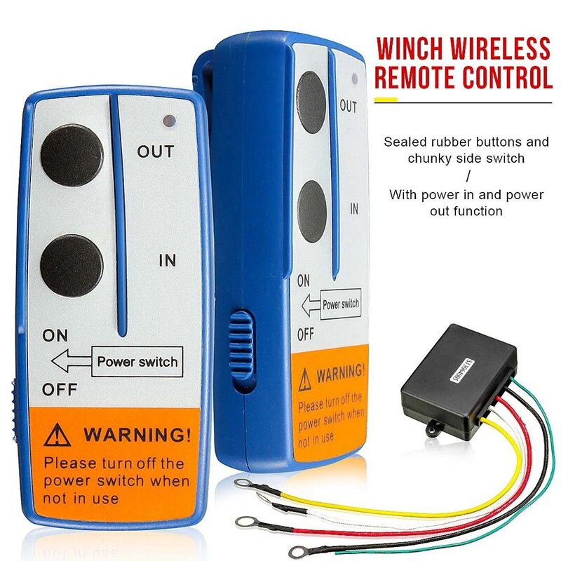 12V Car Wireless Winch Electric Remote Control Switch with Manual Transmitter for Jeep Truck ATV SUV Vehicle Trailer